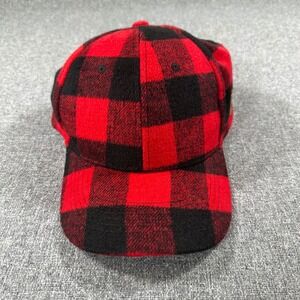 Great Northern Buffalo Plaid Wool Blend Baseball Cap Red Black Lumberjack Hat